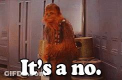 Chewbacca Standing Next To Vacuum Cleaner Saying It's A No GIF