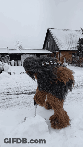 Chewbacca Walking Through Snow GIF