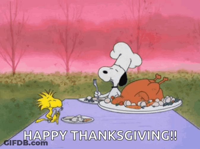 Chewing Happy Thanksgiving Snoopy GIF