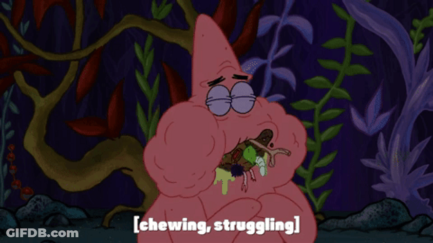 Chewing Patrick Star Struggle Bus GIF