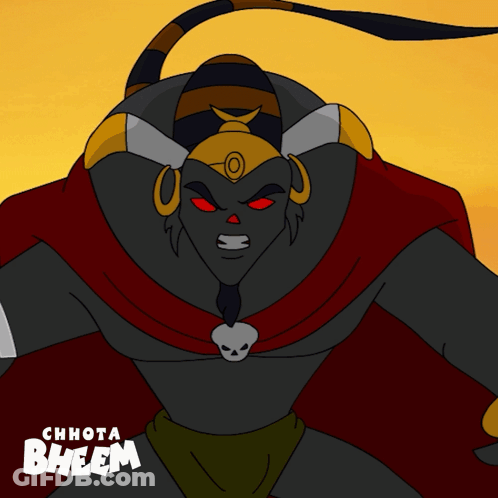 Chhota Bheem Character Holding Large Axe GIF