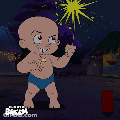 Chhota Bheem Holding Firework GIF
