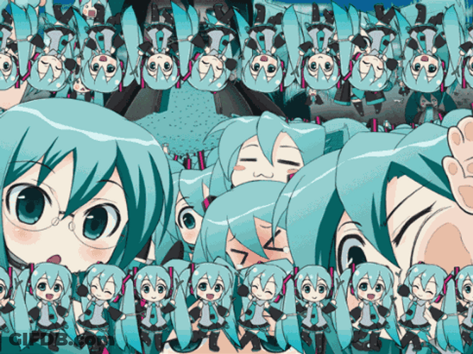 Chibi Anime Girl Multiple Images Revolving GIF