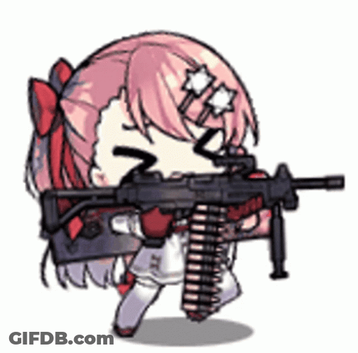 Chibi Anime Machine Gun GIF