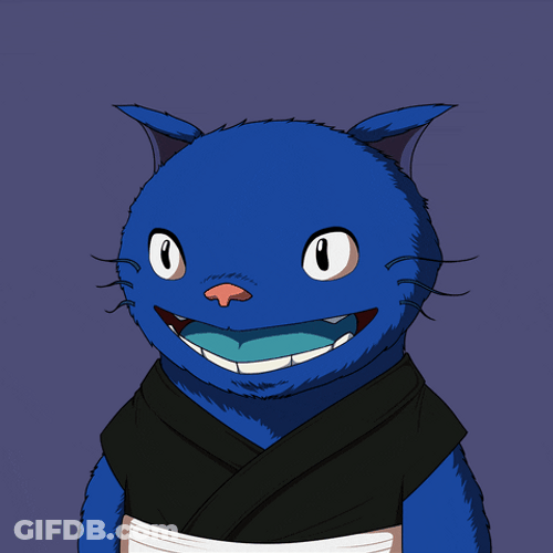 Chibi Blue Cat Kitaro World Drooling GIF