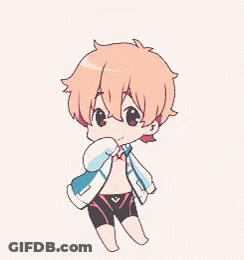 Chibi Boy In Shorts And Jacket GIF