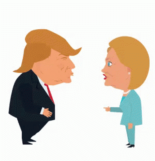 Chibi Clinton And Trump Debate GIF