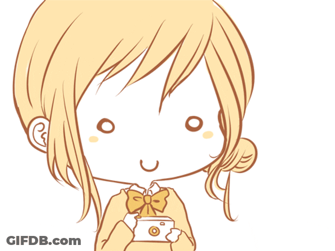 Chibi Cute Cartoon Snapping Pictures GIF