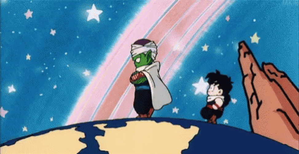 Chibi Gohan And Piccolo Walking GIF