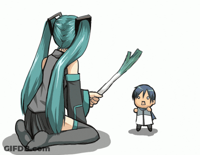 Chibi Hatsune Miku Striking Stick Pole GIF