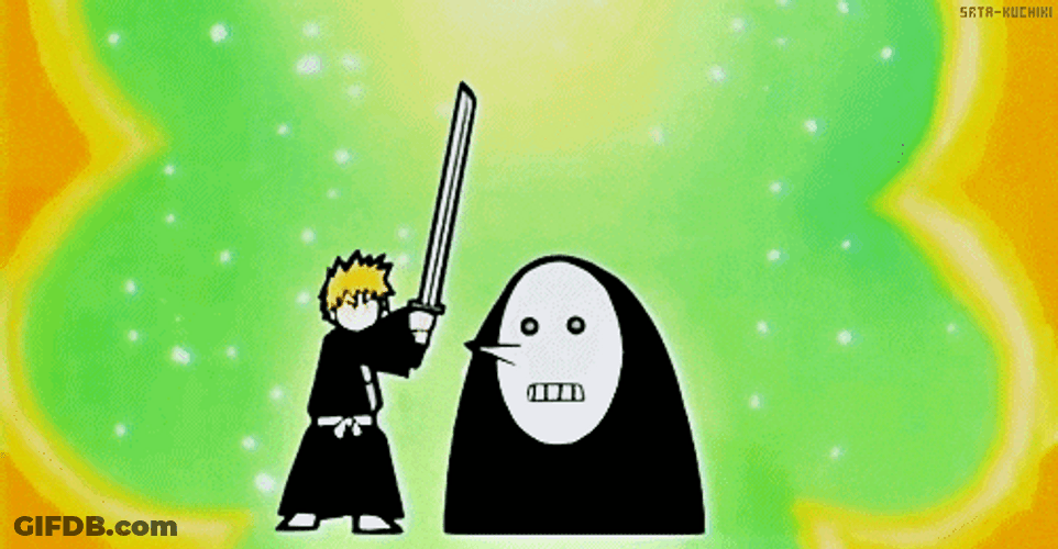 Chibi Ichigo Striking Enemy Bleach Manga Series GIF