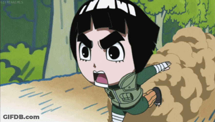 Chibi Rock Lee Running Away Narutopedia GIF