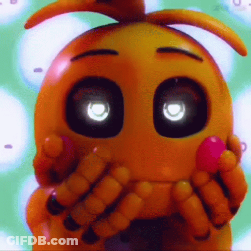 Chica Covering Mouth With Pink Candy GIF