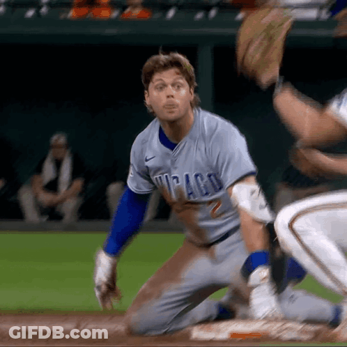 Chicago Baseball Player Kneeling GIF