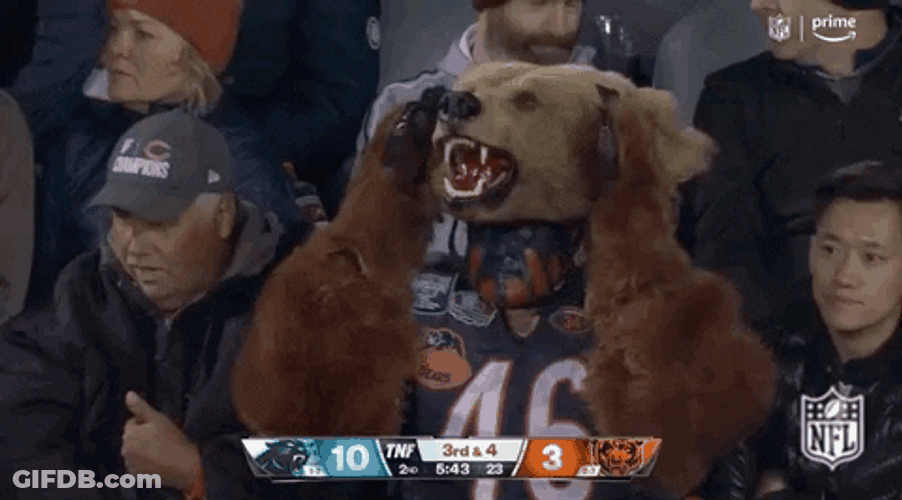 Chicago Bear Fan Putting Down Mask GIF