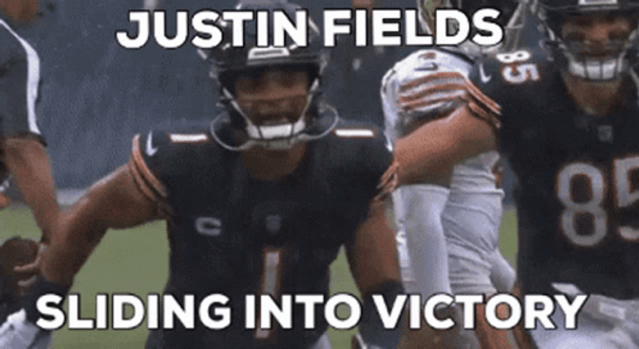 Chicago Bears Justin Fields Sliding Into Victory GIF