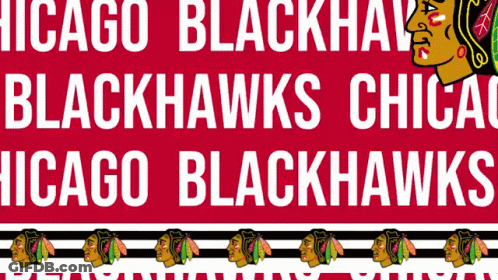 Chicago Blackhawks Banner With Striped Background GIF