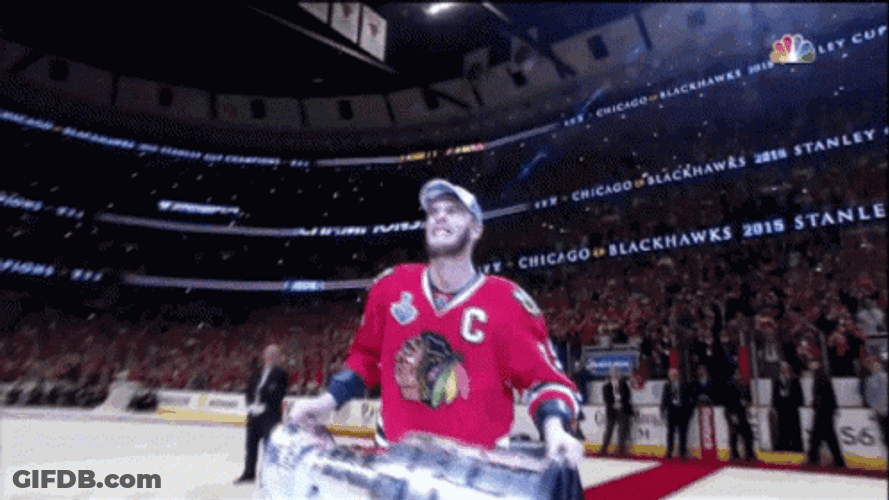 Chicago Blackhawks Jonathan Toews Raising Stanley Cup GIF