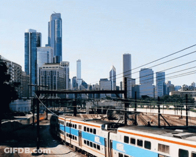 Chicago Building Train GIF