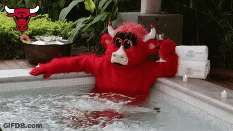 Chicago Bulls Mascot Chilling In A Jacuzzi GIF