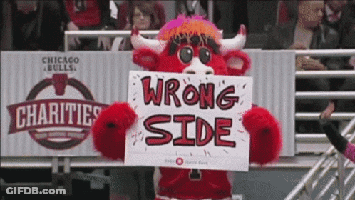 Chicago Bulls Mascot Holds Wrong Side Sign GIF