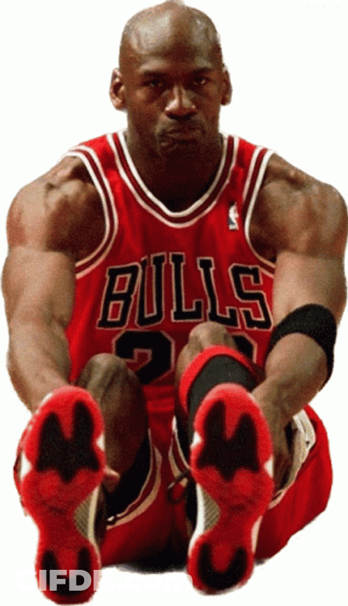 Chicago Bulls Michael Jordan Legs Stretched Out GIF