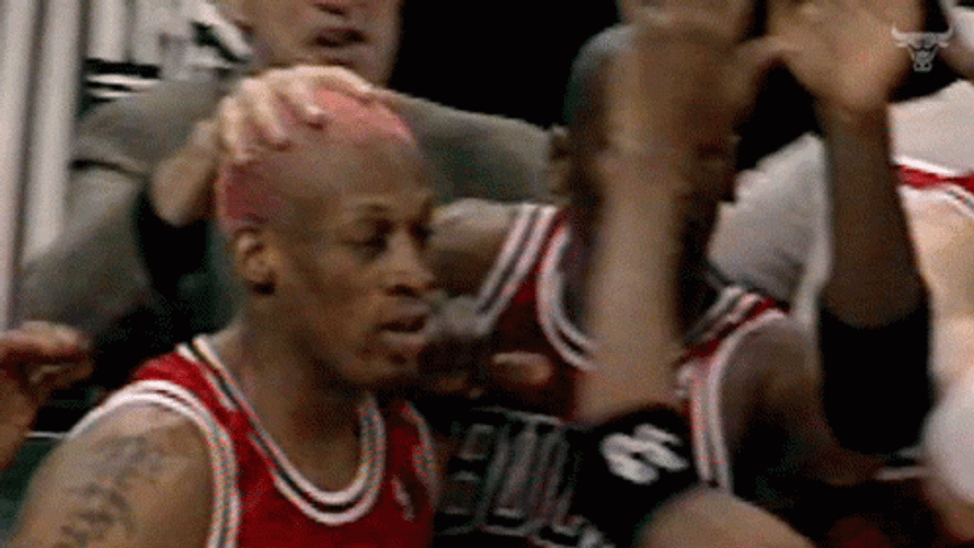 Chicago Bulls Rodman Jordan Hug Celebration GIF