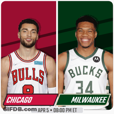 Chicago Bulls Vs Milwaukee Basketball April 5 8:00 PM ET GIF