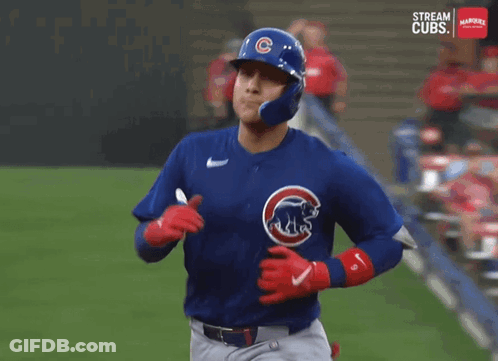 Chicago Cubs Baseball Player Running On Field GIF