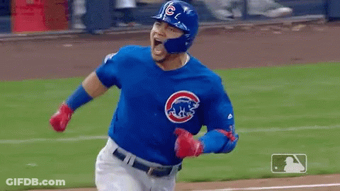 Chicago Cubs Baseball Player Running To Home Plate GIF