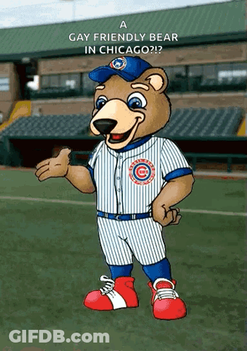Chicago Cubs Mascot With Gay Friendly Bear Caption GIF