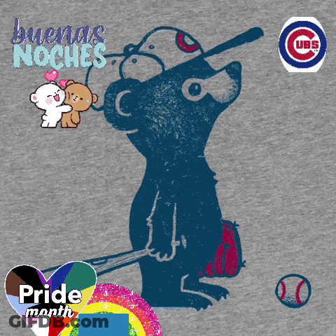 Chicago Cubs T-Shirt Bear Holding Bat GIF