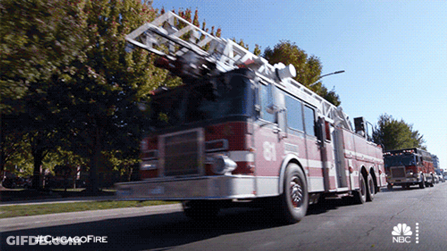 Chicago Fire Car Trucks Driving Rescue Team GIF