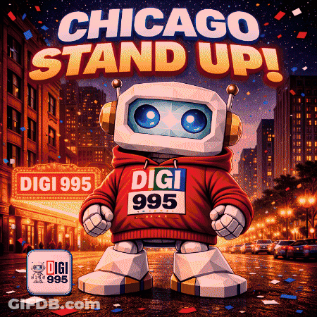 Chicago Stand Up Robot In Digi 995 Sweatshirt GIF