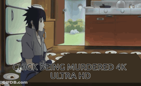 Chick Being Murdered 4K Ultra Hd Written On A Cartoon GIF