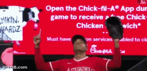 Chick-Fil-A Sign Behind Baseball Player Holding Glove GIF