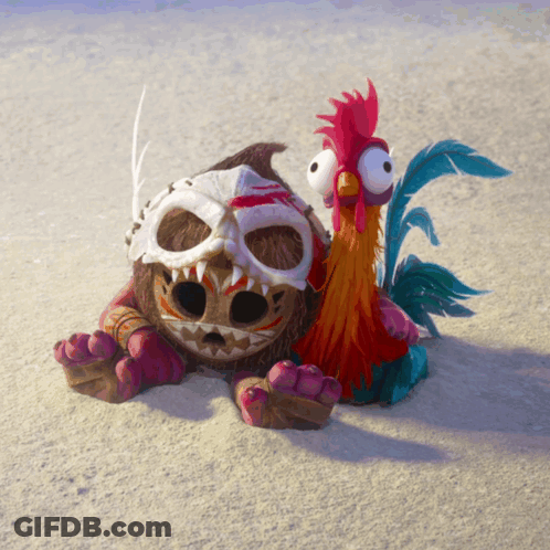 Chicken And Coconut On Sand GIF