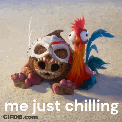 Chicken And Monster Me Just Chilling GIF