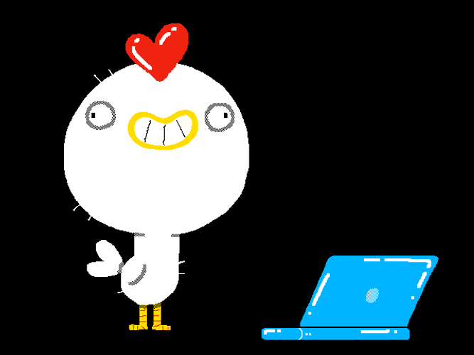 Chicken Bang Head Laptop Animation GIF