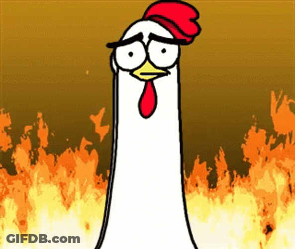 Chicken Bro Sweating In Fire GIF