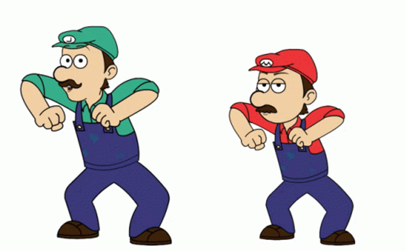 Chicken Dancing Luigi And Mario Left Right GIF