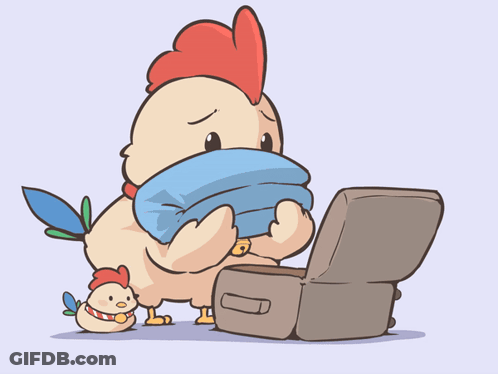 Chicken Holding Blue Blanket GIF
