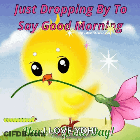Chicken Holding Flower Saying Good Morning GIF