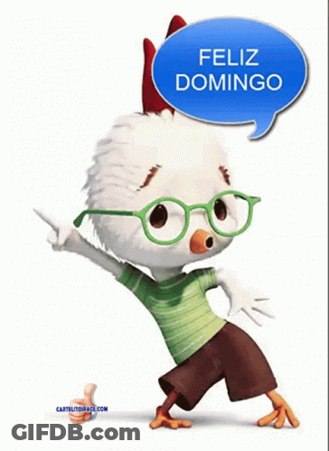 Chicken In Glasses Green Shirt Saying Feliz Domingo GIF