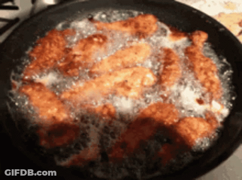 Chicken Is Being Cooked In A Frying Pan GIF