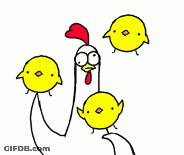 Chicken Juggling Chicks Animation GIF