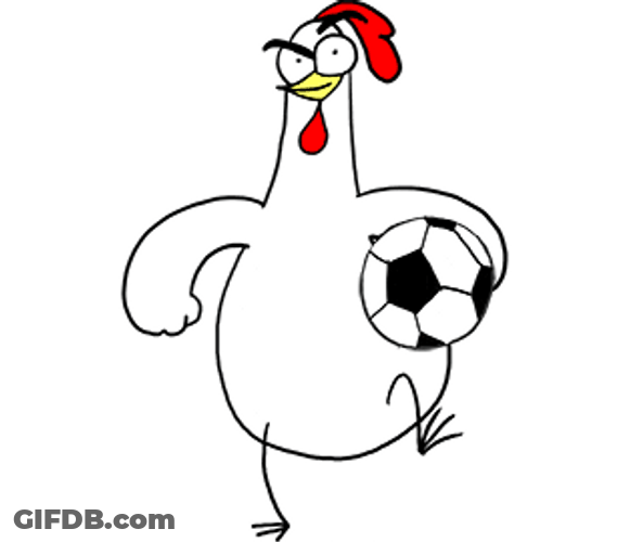 Chicken Playing Soccer Animation GIF