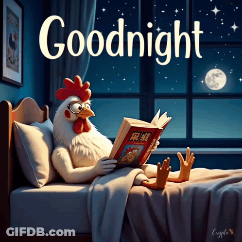 Chicken Reading Book Goodnight GIF