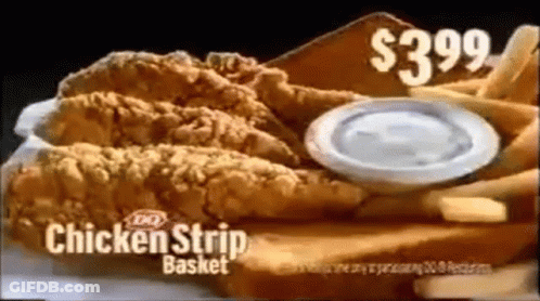 Chicken Strip Basket With Fries And Dipping Sauce $3.99 GIF