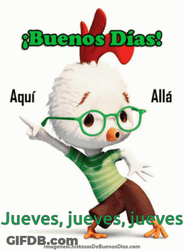 Chicken Wearing Glasses Buenos Dias GIF
